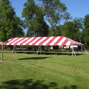 Red And White Striped Frame Tent